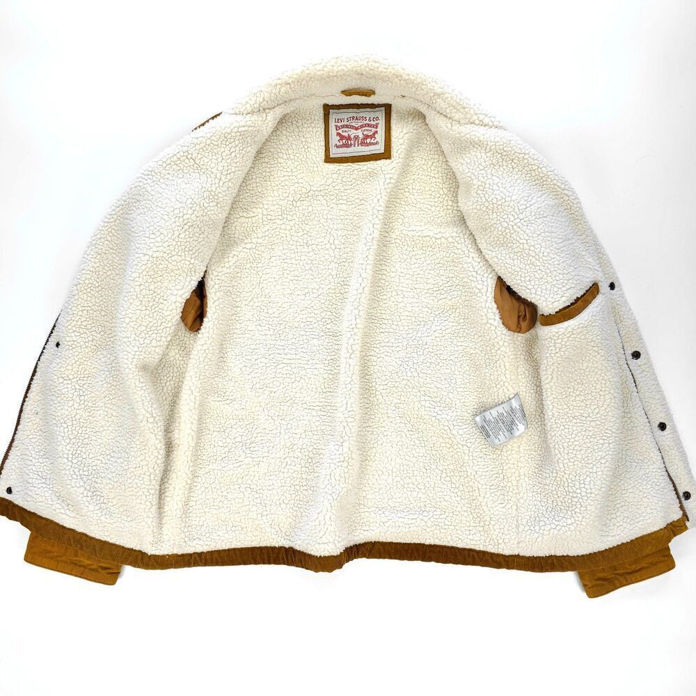 LEVIS Premium Corduroy Type I|| Sherpa Trucker Jacket 70s Boho Western Indie Y2k - Picture 9 of 12